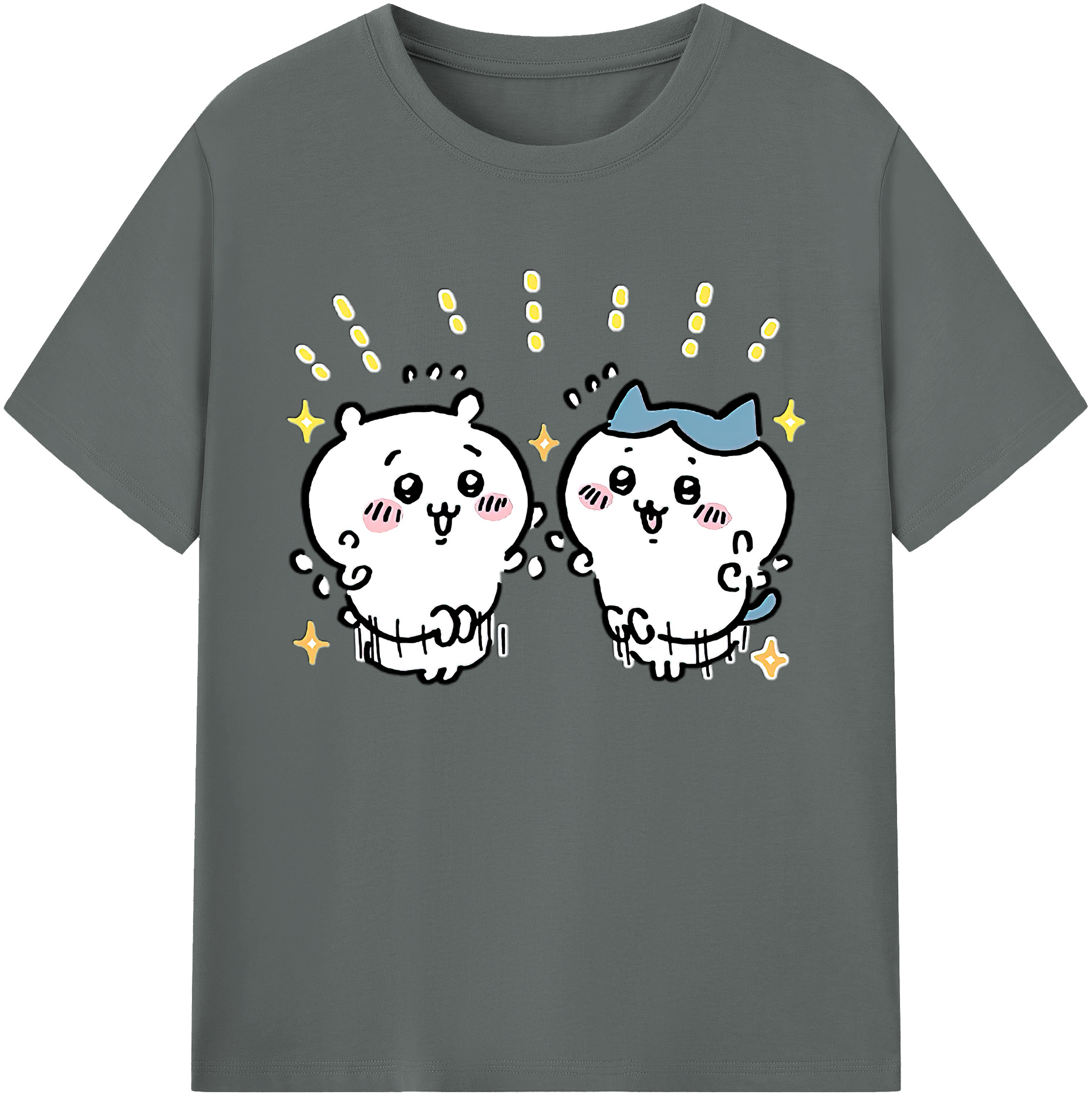 （画像用） ちいかわ ハチワレ Chii-kawa hachiware 綿100％ メンズ半袖Tシャツ｜肌触りやわらか＆通気性